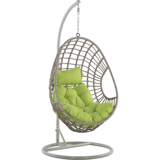 Beliani Hanging Chair with Stand ARPINO PE Rattan Beige