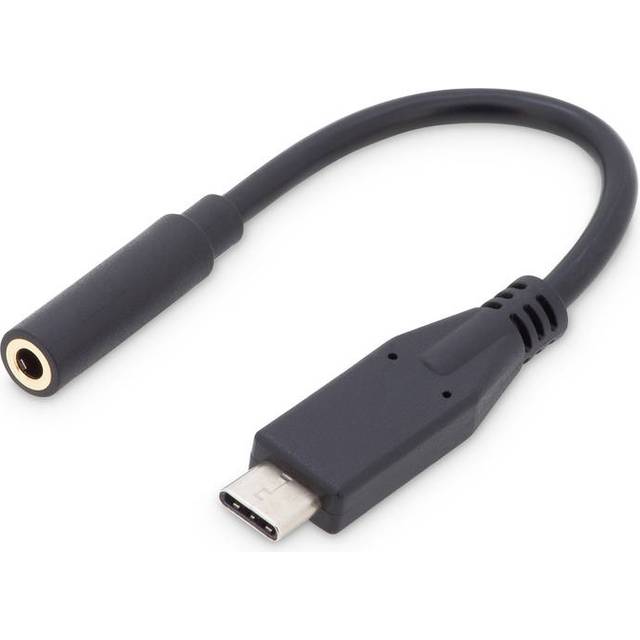 DIGITUS USB 3.2 Gen1-adapterkabel - 0,2 m - USB C (Pl) till 3,5 mm jack (Ut) - 5 Gbit/s - USB-adapter - Svart