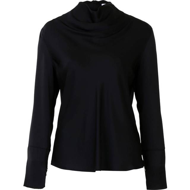 Ahlvar Gallery, Blusar & Skjortor , Dam, XS, Sidenskjorta med Vattenfallsdrape - purple (XS)