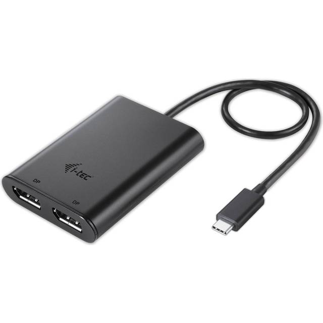 i-tec USB-C till två displayport videoadapter, 2x Display Port 4K Ultra HD, kompatibel med Thunderbolt 3 för Windows OS, Mac OS endast för en bildskärm med Thunderbolt 3