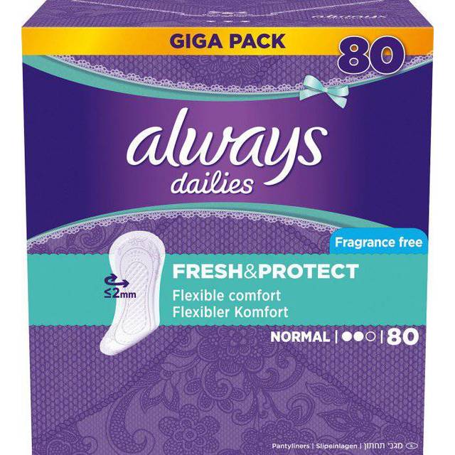 Always Daily Fresh Normal trosskydd Doftfri 80 st.
