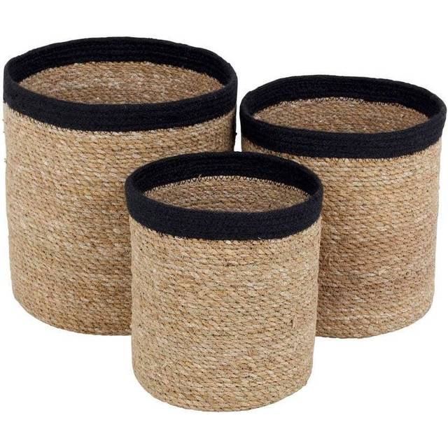 Dixie Emil förvaringskorg 3-pack small Natur-svart