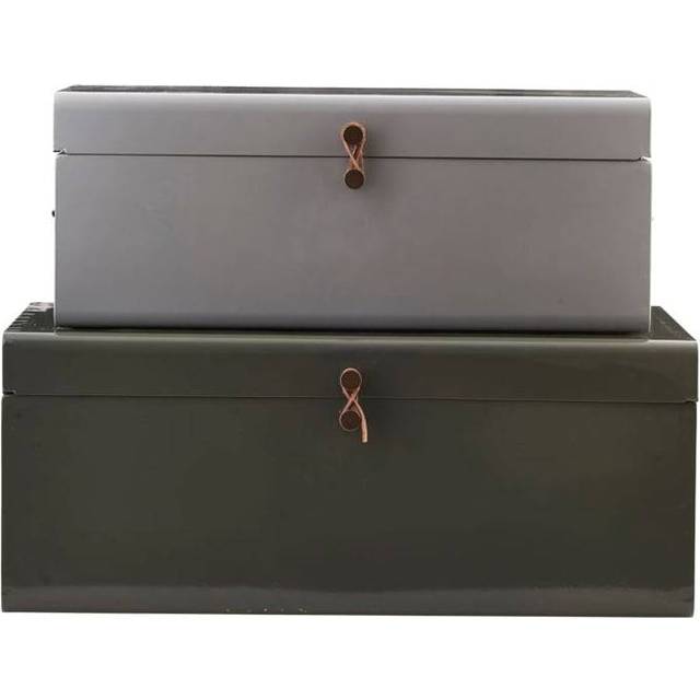 Metal Box Set Of 2, Green/Light Blue