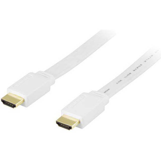 DELTACO platt HDMI-kabel, 2m, vit