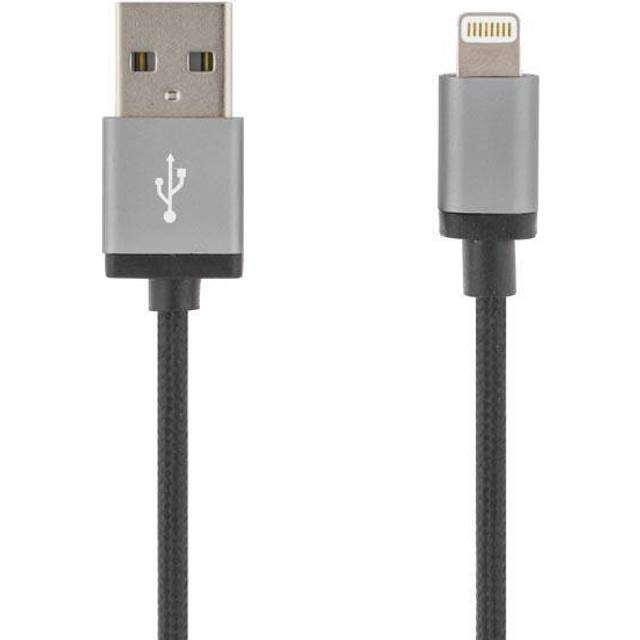 USB - Lightningkabel - 1m - Tygklädd - Space Grey