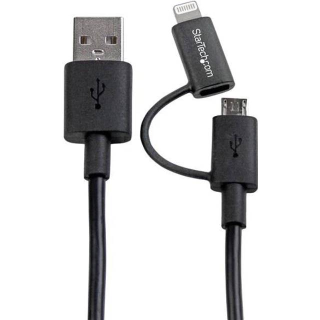 StarTech.com (1m) Apple Lightning or Micro USB to USB Cable (Black)