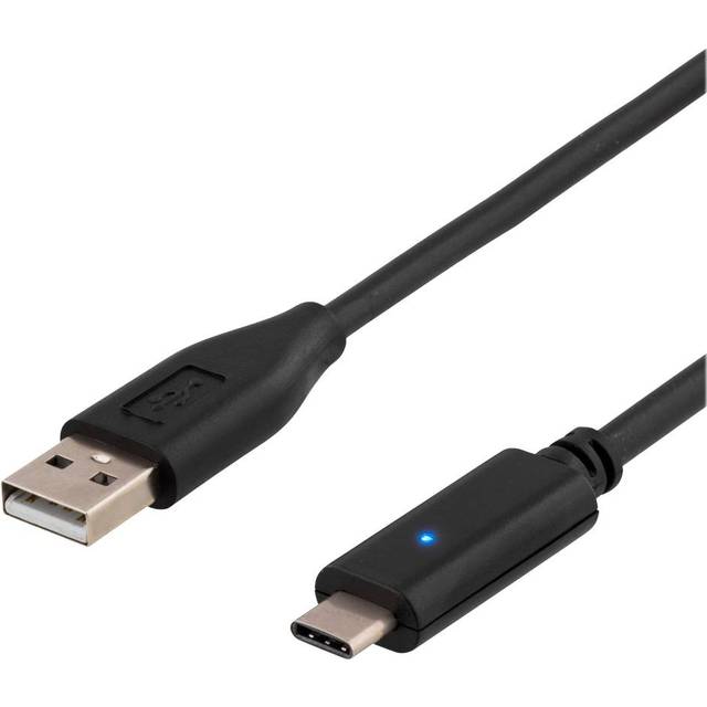 DELTACO USB 2.0 kabel, Typ C - Typ A hane, 2m, svart