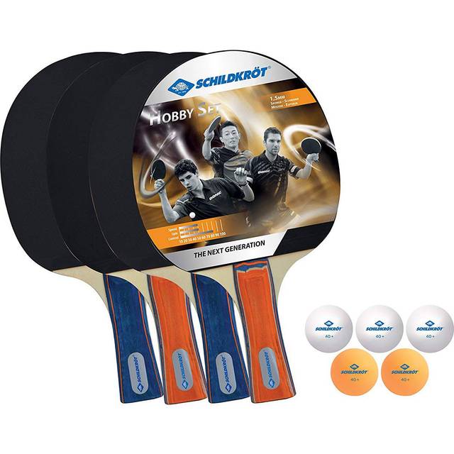 Schildkröt bordtennisset hobby, för 4 spelare (4 klubbor, 5 bollar, i bärväska, god fritidskvalitet), 788603