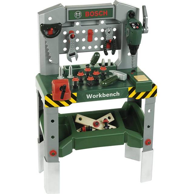 Theo Klein 8637 Bosch Workbench I 48 parts I Work surface with learning function I With tools and accessories I Toy for children aged 3 years and up
