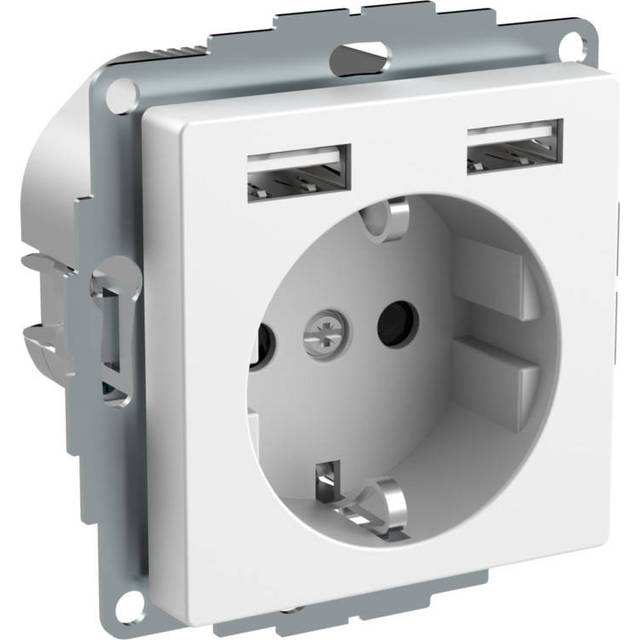 Exxact vägguttag 1-V med 2xUSB