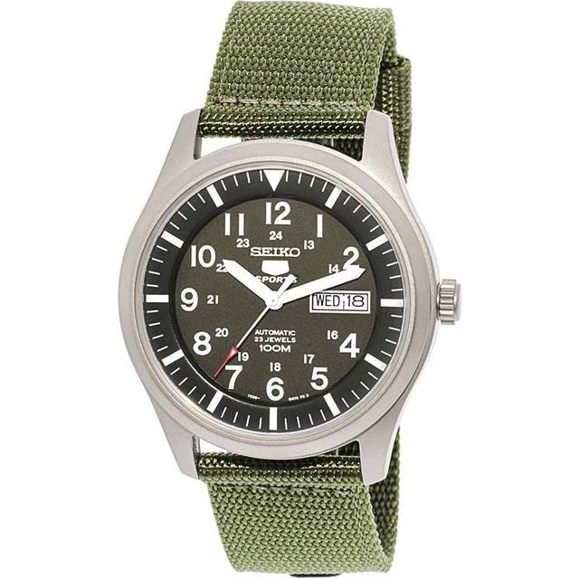 Seiko 5 Sports Automatic Green Dial Green NATO Style Strap Men's Watch SNZG09K1