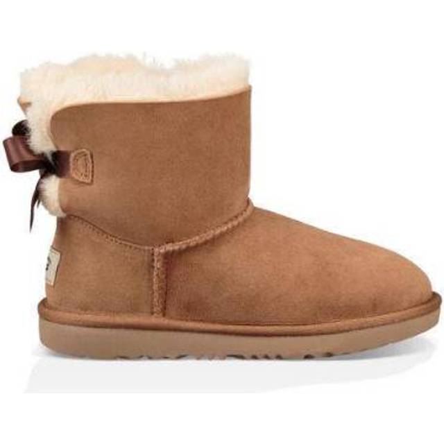 UGG® Mini Bailey Bow II Boot for Kids in Brown, Size 13, Suede/Wool - Chestnut