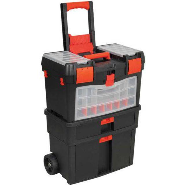 Sealey Mobile Tool Chest with Tote Tray & Removable Assortment Box - AP850 - Black Red, Black/red