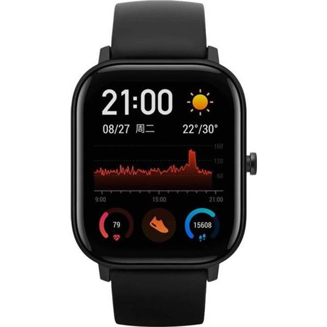 Amazfit GTS - Obsidian svart - smart klocka med rem - silikon - svart - display 1.65" - NFC, Bluetooth - 24.8 g