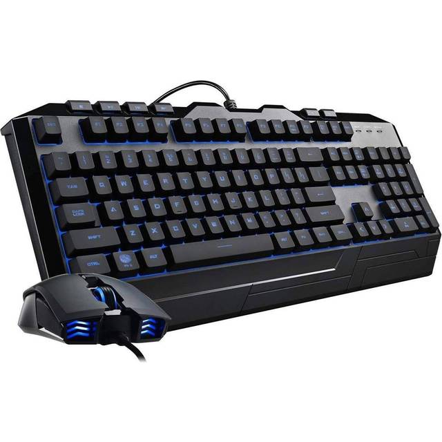 Cooler Master Devastator 3-kombotangentbord och spelmus – membrantangentbord med 7 färger LED-belysning, dedikerade multimediaknappar och handledsstöd, gaming M110-mus – AZERTY, franska