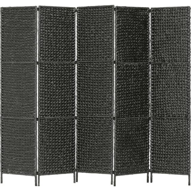 vidaXL 5-Panel Room Divider Black 193x160 cm Water Hyacinth
