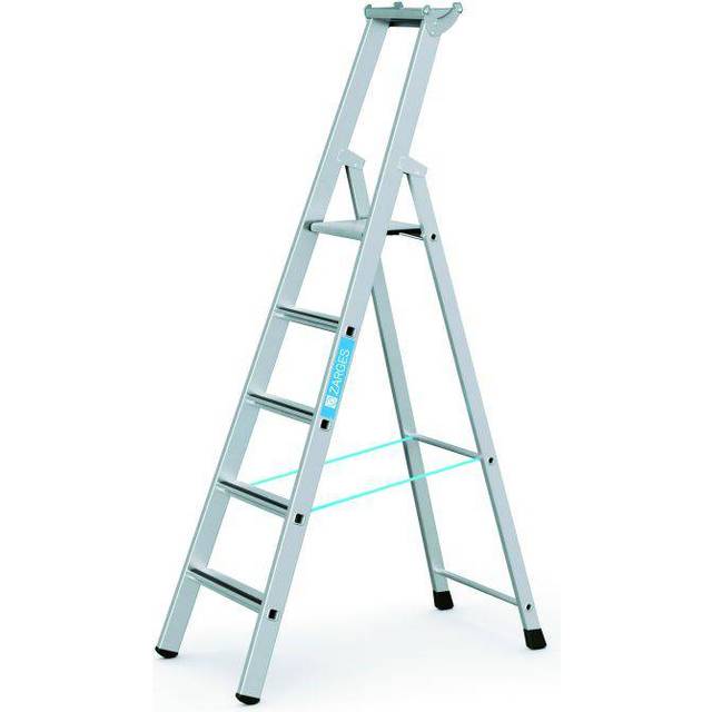 Stufenstehleiter 3 Stufen Alu.elox., Gesamt-H.1590mm Stufen m.Kunststoffeinlage