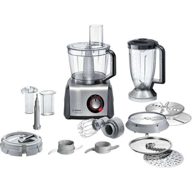 Bosch MultiTalent 8 - Multifunktionell matberedare, steglös hastighetsreglering, 1250 W, mixerkanna i Tritan, extra stor bunke, med skärskiva, knådkrok och degredskap, svart