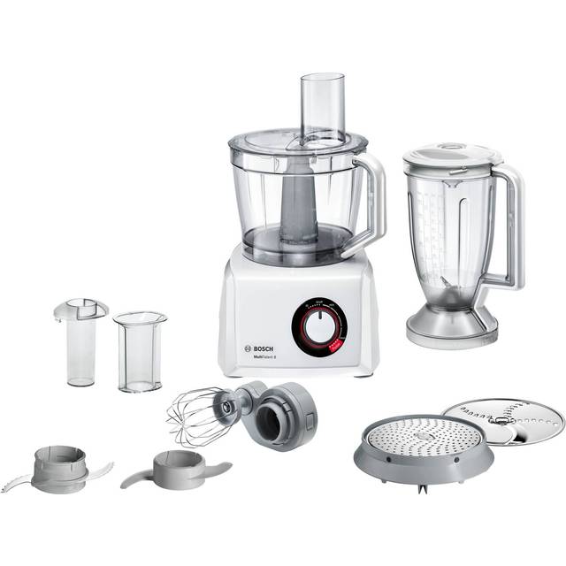 Bosch MultiTalent 8 - Matberedare, steglös hastighetsreglering, 1000 Watt motor, utmärkt bearbetning, rostfria skivor, med sugfötter, vit