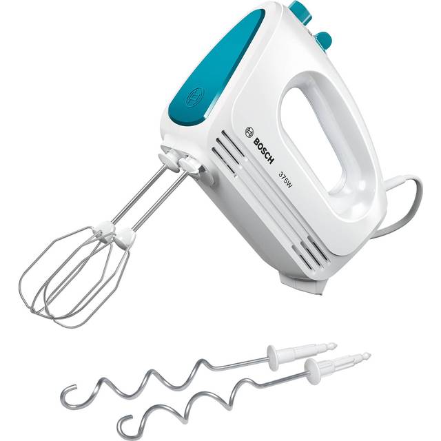 Bosch MFQ2210D, handvisp, 2 visp, 2 knådningskrokar i rostfritt stål, diskmaskinssäker, 4 steg, 375 W, vit/blå