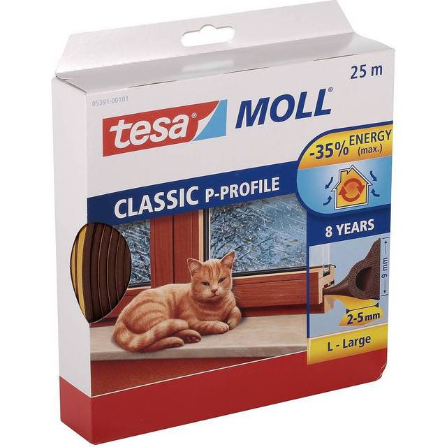 Tesa P-list 05391-00101-00 Tätningslist EPDM, 25 m, 9 mm x 5.5 mm Brun