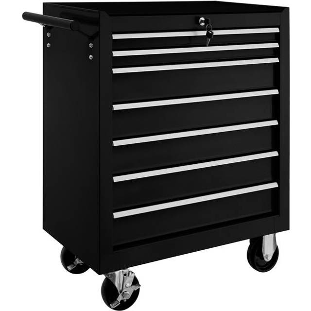 Tectake Tool Chest w/ 7 Drawers Black, Black