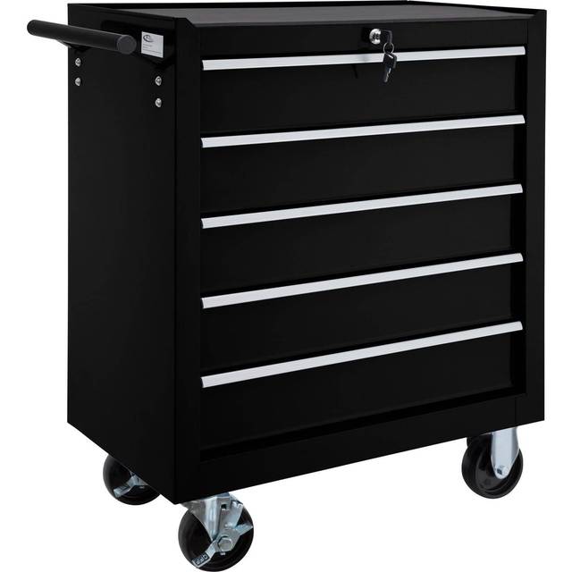 Tool Chest - with wheels, 5 drawers, central locking system - black