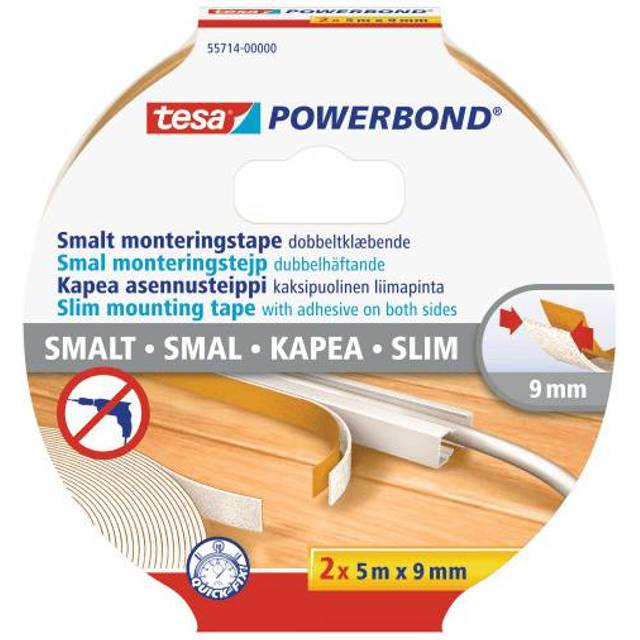tesa Powerbond Slim monteringstejp | 2x9 mm x 5 m