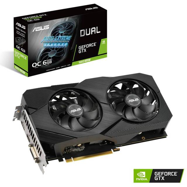 ASUS GeForce GTX 1660 Super Overclocked 6 GB Dual- Evo Edition VR Ready HDMI DisplayPort DVI grafikkort (DUAL-GTX1660S-O6G-EVO)