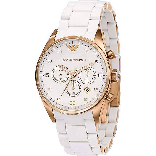 Emporio Armani Sportivo Ladies WatchÃChronographÃRose Gold White SiliconeÃAR5920 - Multicoloured