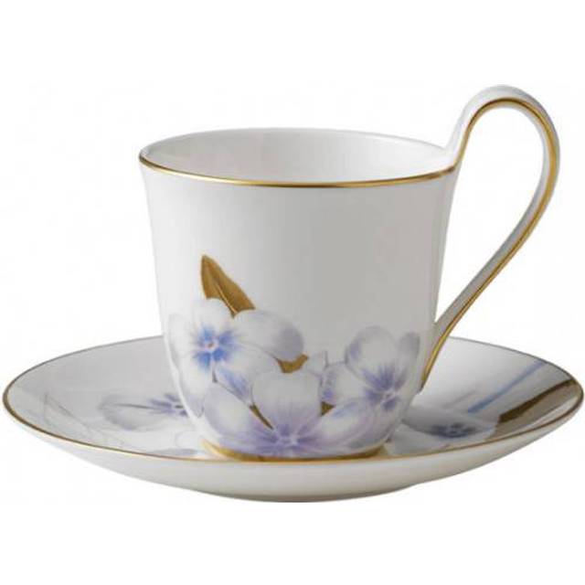 Royal Copenhagen Flora kopp med fat av fint ben Kina i färgen vit med blommönster 27cl, 1017545