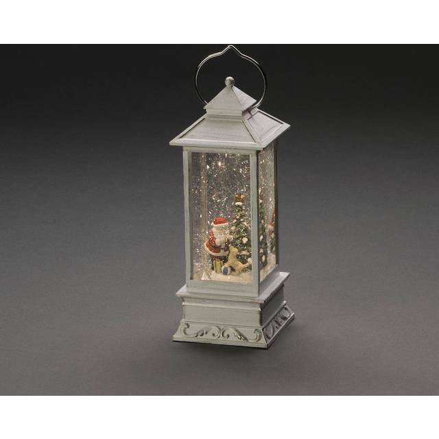White Santa Claus and Dog Figurine Lantern (27.5cm H X 10.5cm W X 13.3cm D)