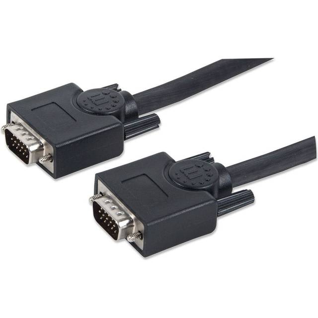 Manhattan VGA Anslutningskabel VGA 15-polig Kontakt 30.00 m Svart 337342 skruvbar VGA-kabel