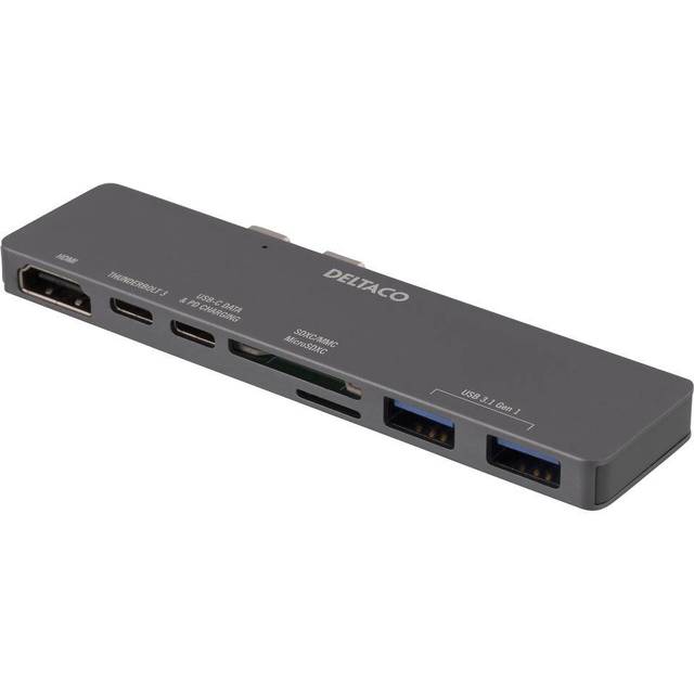 DELTACO Dual USB-C Dock för MacBook Pro 2016, Thunderbolt 3, 100W USB-