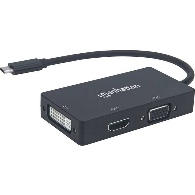 Manhattan USB-C 3-Port Hub/Dock/Converter, USB-C to DVI, HDMI or...