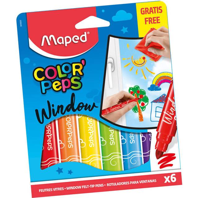 Maped Color'Peps Window Marker Felt Colouring Pens (Pack of 6)