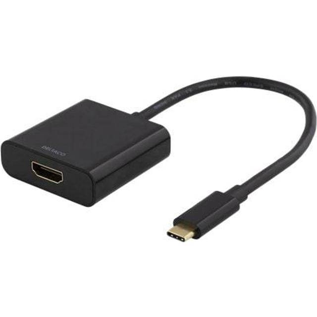 DELTACO USB-C till HDMI adapter, 4096x2160 30Hz, svart