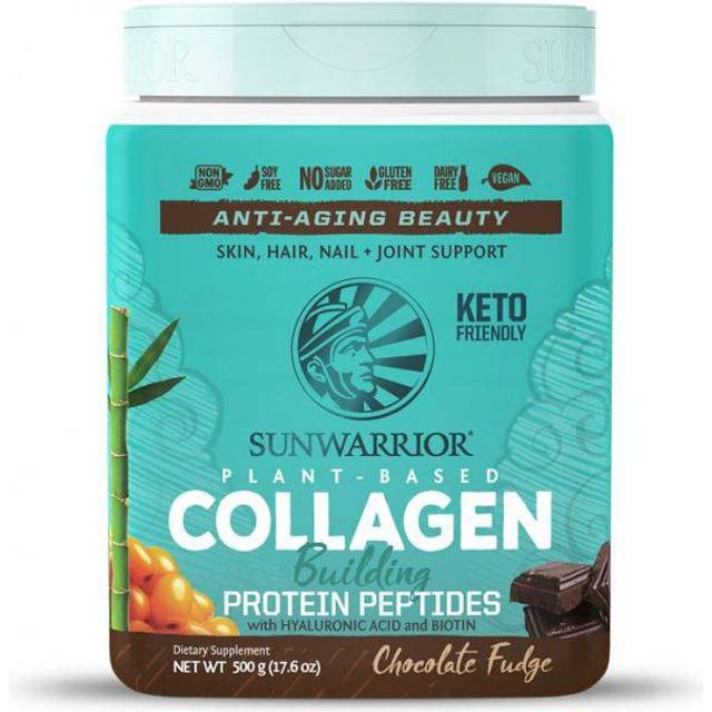 Sunwarrior Plant-Based Collagen Building Protein Peptides Chocolate Fudge 17.6 oz