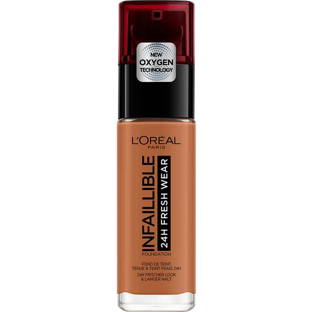 L'Oréal Paris make-up, vattentät och långvarig, flytande foundation med SPF 25, enkel 32H Fresh Wear Makeup, nr 340 koppar, 30 ml