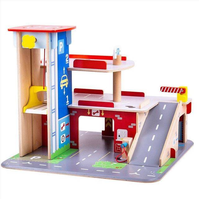 Bigjigs Toys Wooden Park And Play Garage Playset, Multi