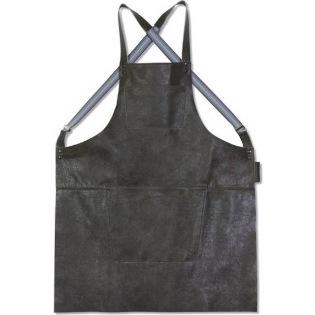 DutchDeluxes Læderforklæde Suspender Serie Apron Vintage Grey - L: 78 B 64,5 Förkläden Från Magasin - Grå (L: 78 B 64,5)