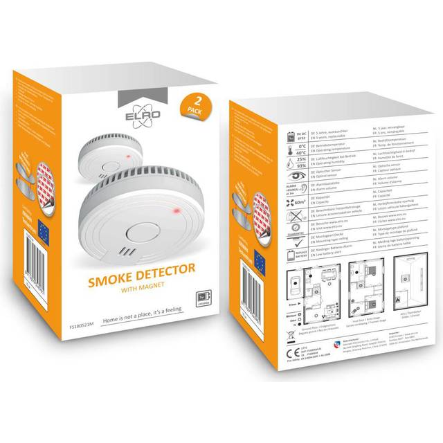 FS180521M 2-Pack Smoke Alarm with Magnet Mounting 5 Year Battery and Conforms to EN14604, White, 2er Packung, Set of 2 Pieces
