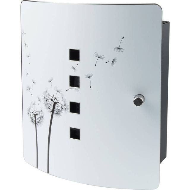 Burg-Wächter nyckellåda design maskros med 10 krokar och magnetisk lås, nyckellåda 6204/10 Ni maskros rostfritt stål/stålplåt