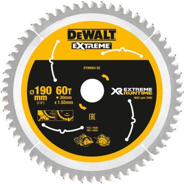 Dewalt Dt99564 190mm X 30mm Bore 60t Tct Circular Saw Blade Dcs575 Dcs578