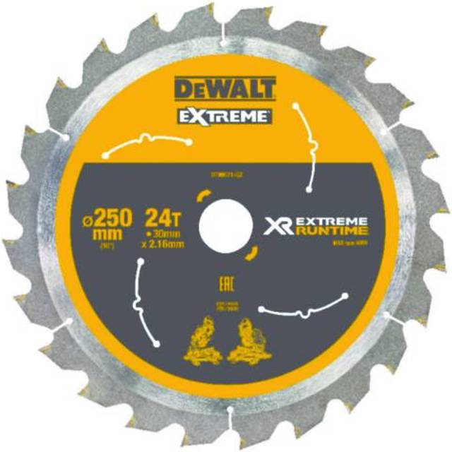 DEWALT Extreme Runtime FlexVolt Mitre Saw Blade 250 x 30mm x 24T