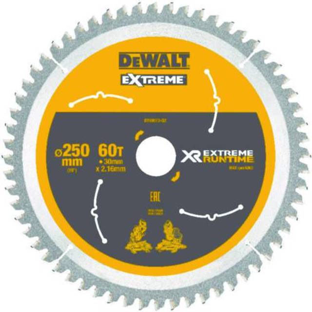 DEWALT Extreme Runtime FlexVolt Mitre Saw Blade 250 x 30mm x 60T