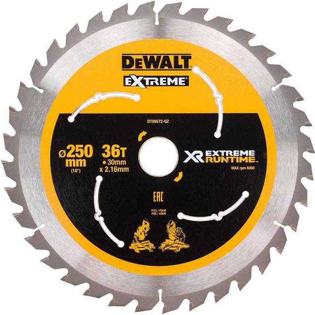 DEWALT Extreme Runtime FlexVolt Mitre Saw Blade 250 x 30mm x 36T