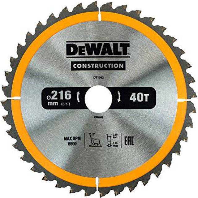 DeWALT DT1953QZ 216 x 30mm 40T Construction Circular Saw Blade