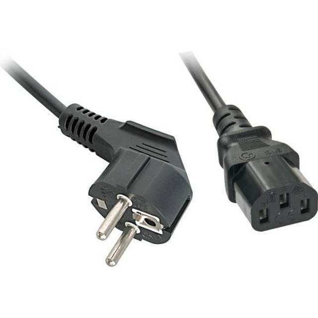 2m Schuko 2 Pin Plug to IEC C13 Power Cable, Black