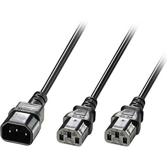 Lindy 30039 2m IEC Splitter Cable IEC C14 to 2 x IEC C13